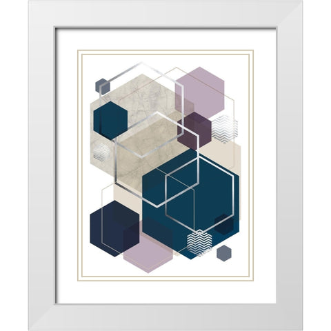 Abstract Geo SoftLuxe White Modern Wood Framed Art Print with Double Matting by Urban Epiphany