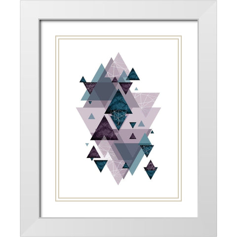 Geo Triangles SoftLuxe White Modern Wood Framed Art Print with Double Matting by Urban Epiphany