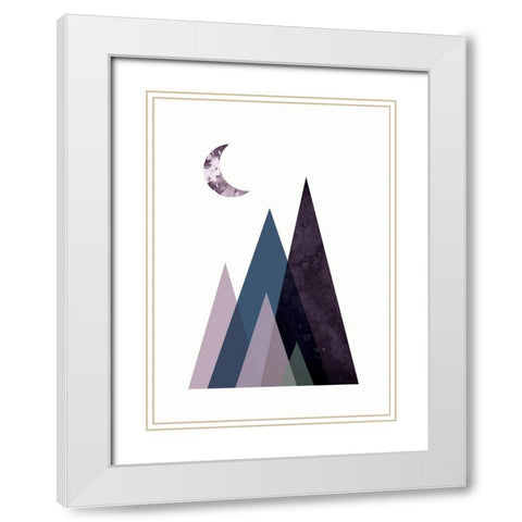 Scandi Mountains Blue 1 White Modern Wood Framed Art Print with Double Matting by Urban Epiphany