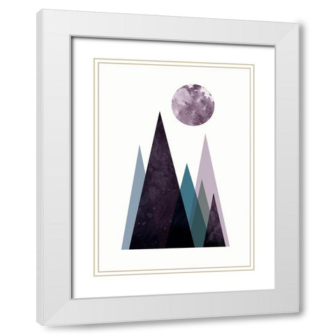 Scandi Mountains Blue 2 White Modern Wood Framed Art Print with Double Matting by Urban Epiphany