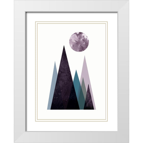Scandi Mountains Blue 2 White Modern Wood Framed Art Print with Double Matting by Urban Epiphany