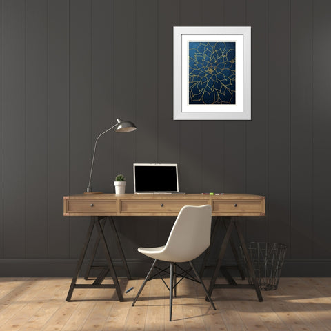 Navy Gold Succulent 1 White Modern Wood Framed Art Print with Double Matting by Urban Epiphany