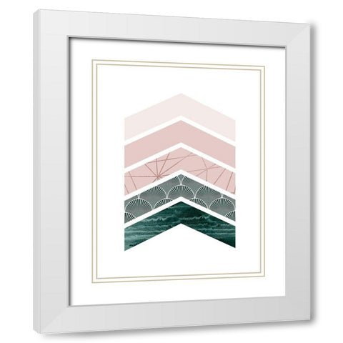 Evergreen Blush Geo 1 White Modern Wood Framed Art Print with Double Matting by Urban Epiphany