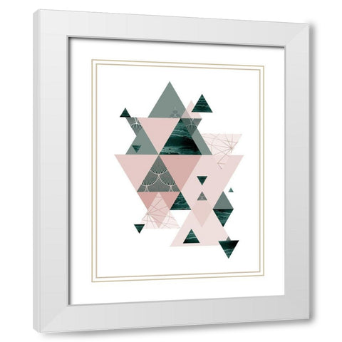 Evergreen Blush Geo 2 White Modern Wood Framed Art Print with Double Matting by Urban Epiphany