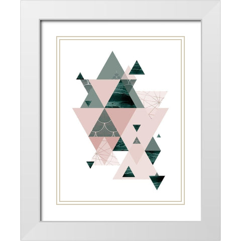 Evergreen Blush Geo 2 White Modern Wood Framed Art Print with Double Matting by Urban Epiphany