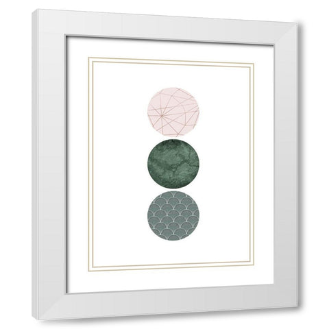 Evergreen Blush Geo 3 White Modern Wood Framed Art Print with Double Matting by Urban Epiphany