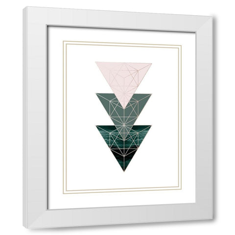 Evergreen Blush Geo 4 White Modern Wood Framed Art Print with Double Matting by Urban Epiphany