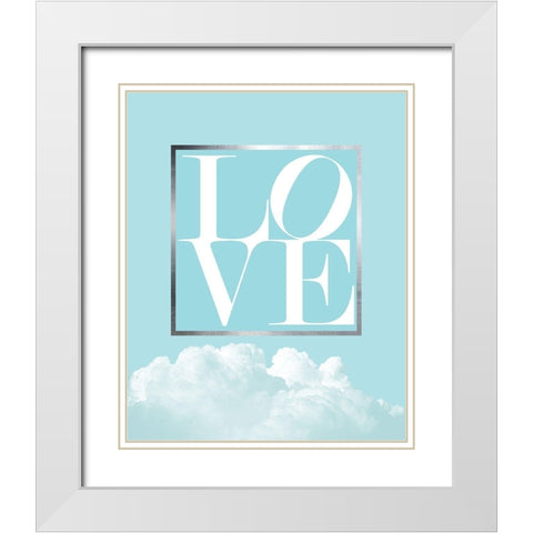 Love Joy Geo Turquoise 1 White Modern Wood Framed Art Print with Double Matting by Urban Epiphany