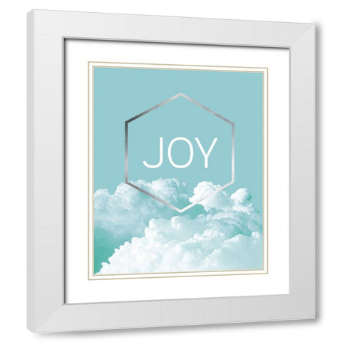 Love Joy Geo Turquoise 3 White Modern Wood Framed Art Print with Double Matting by Urban Epiphany