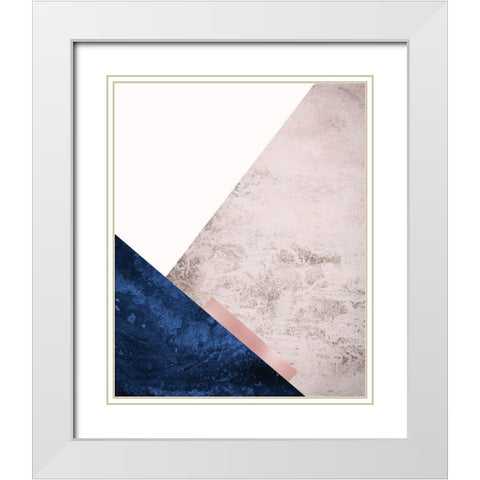 PinkNavy Mountains 3 White Modern Wood Framed Art Print with Double Matting by Urban Epiphany