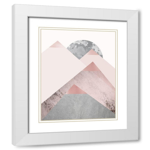 Blush Pink Mountains 2 White Modern Wood Framed Art Print with Double Matting by Urban Epiphany