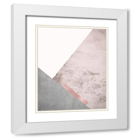 Blush Pink Mountains 3 White Modern Wood Framed Art Print with Double Matting by Urban Epiphany