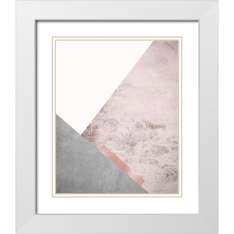 Blush Pink Mountains 3 White Modern Wood Framed Art Print with Double Matting by Urban Epiphany