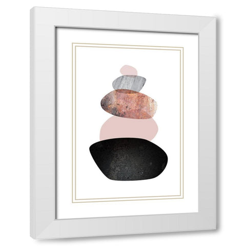Balanced  White Blush White Modern Wood Framed Art Print with Double Matting by Urban Epiphany
