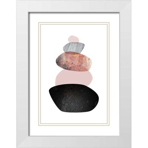 Balanced  White Blush White Modern Wood Framed Art Print with Double Matting by Urban Epiphany