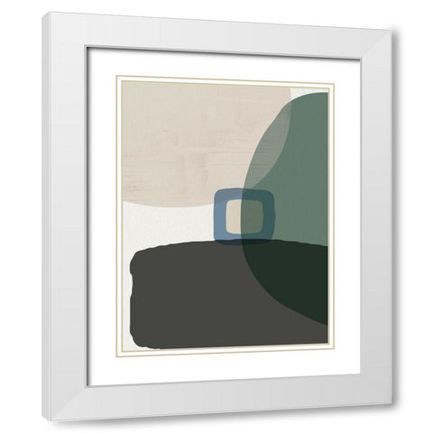 Mid Century Abstract 1 White Modern Wood Framed Art Print with Double Matting by Urban Epiphany