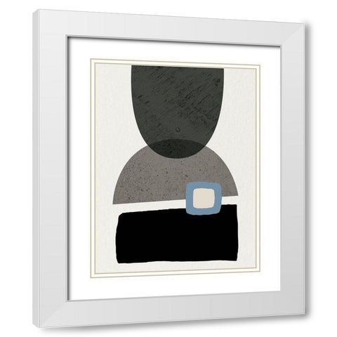 Mid Century Abstract 3 White Modern Wood Framed Art Print with Double Matting by Urban Epiphany