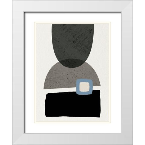 Mid Century Abstract 3 White Modern Wood Framed Art Print with Double Matting by Urban Epiphany