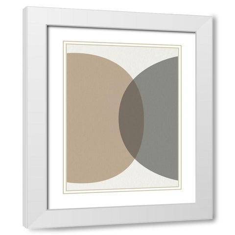 Mid Century Abstract Circle 1 White Modern Wood Framed Art Print with Double Matting by Urban Epiphany
