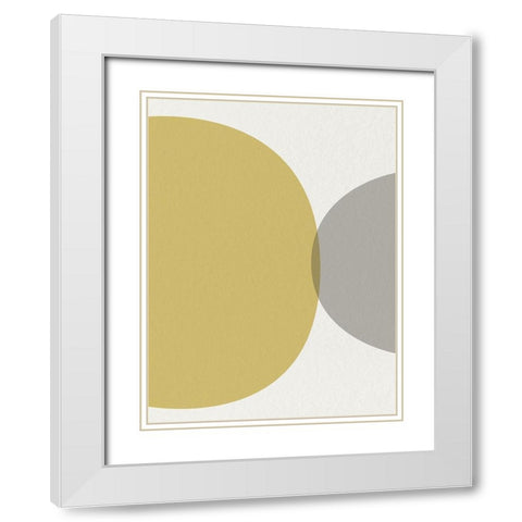 Mid Century Abstract Circle 2 White Modern Wood Framed Art Print with Double Matting by Urban Epiphany