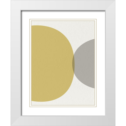 Mid Century Abstract Circle 2 White Modern Wood Framed Art Print with Double Matting by Urban Epiphany