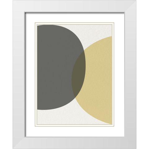 Mid Century Abstract Circle 3 White Modern Wood Framed Art Print with Double Matting by Urban Epiphany