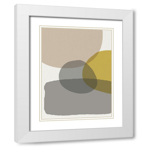 Mid Century Abstract Circle 6 White Modern Wood Framed Art Print with Double Matting by Urban Epiphany