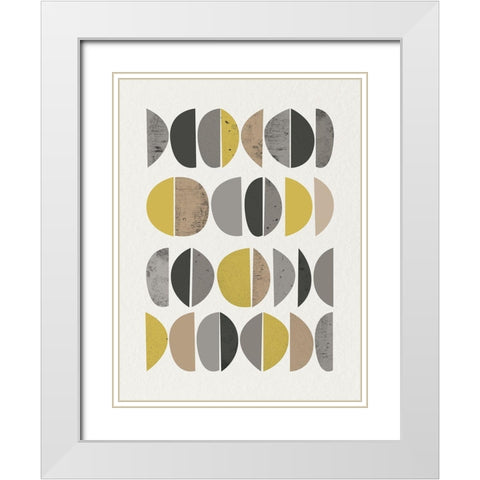 Mid Century Abstract Circle 8 White Modern Wood Framed Art Print with Double Matting by Urban Epiphany
