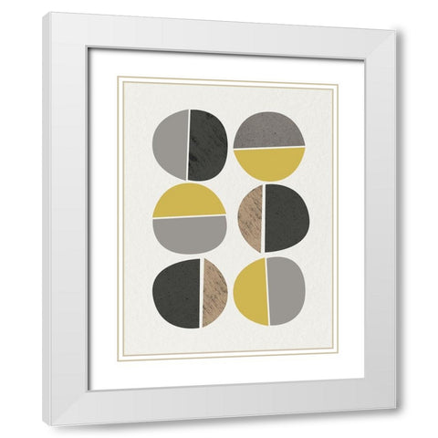 Mid Century Abstract Circle 10 White Modern Wood Framed Art Print with Double Matting by Urban Epiphany