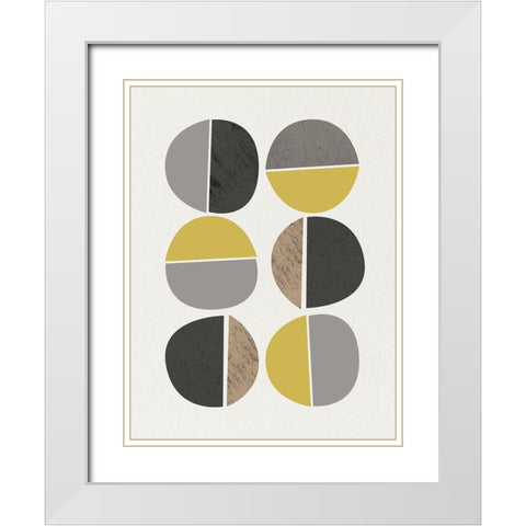 Mid Century Abstract Circle 10 White Modern Wood Framed Art Print with Double Matting by Urban Epiphany