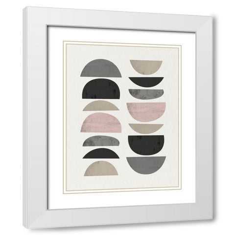 Minimalist Circles 7 White Modern Wood Framed Art Print with Double Matting by Urban Epiphany