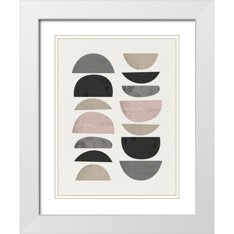 Minimalist Circles 7 White Modern Wood Framed Art Print with Double Matting by Urban Epiphany