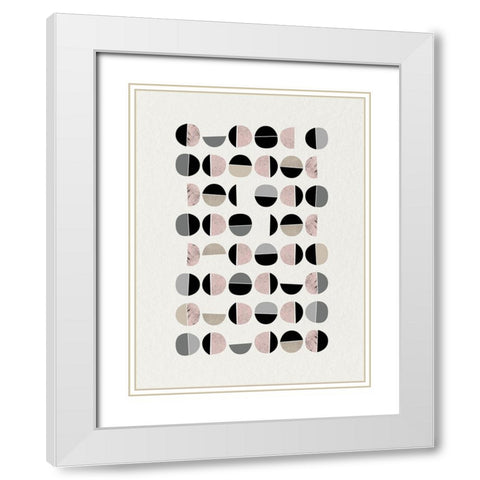 Minimalist Circles 9 White Modern Wood Framed Art Print with Double Matting by Urban Epiphany