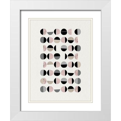 Minimalist Circles 9 White Modern Wood Framed Art Print with Double Matting by Urban Epiphany
