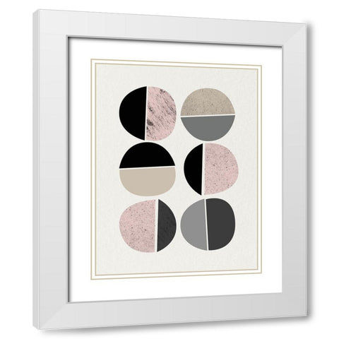 Minimalist Circles 10 White Modern Wood Framed Art Print with Double Matting by Urban Epiphany