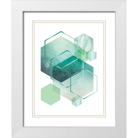 Geometric Minimalist Seafoam White Modern Wood Framed Art Print with Double Matting by Urban Epiphany
