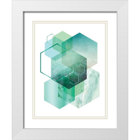 Geometric Minimalist Seafoam White Modern Wood Framed Art Print with Double Matting by Urban Epiphany
