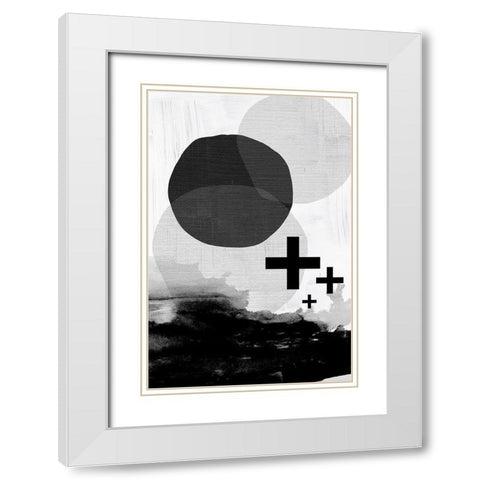 Black White Scandi Abstract White Modern Wood Framed Art Print with Double Matting by Urban Epiphany