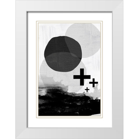 Black White Scandi Abstract White Modern Wood Framed Art Print with Double Matting by Urban Epiphany