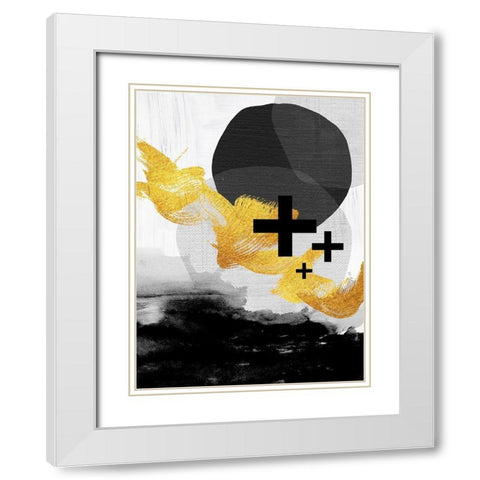 Scandi Black White Gold White Modern Wood Framed Art Print with Double Matting by Urban Epiphany