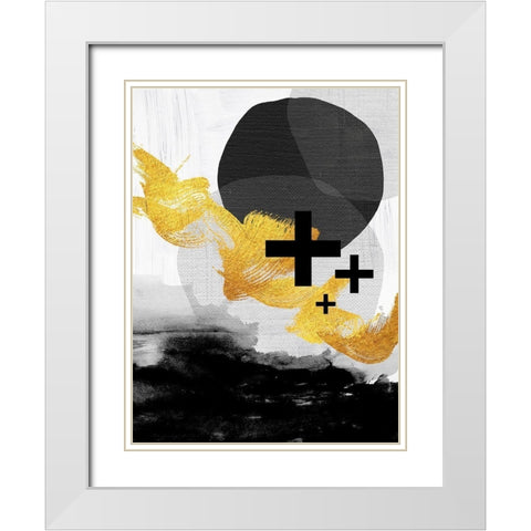 Scandi Black White Gold White Modern Wood Framed Art Print with Double Matting by Urban Epiphany