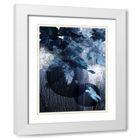 Abstract Navy White 1 White Modern Wood Framed Art Print with Double Matting by Urban Epiphany