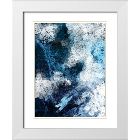 Abstract Navy White 2 White Modern Wood Framed Art Print with Double Matting by Urban Epiphany