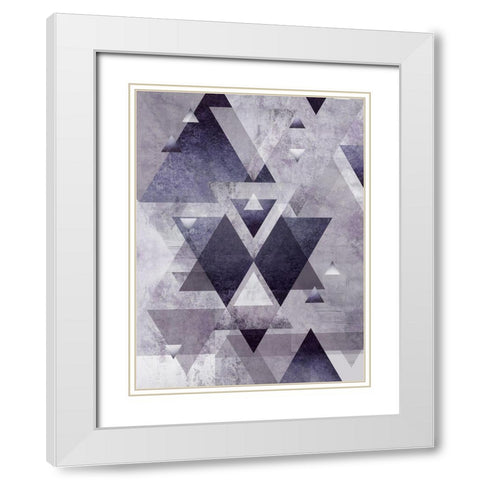 Purple Geometric White Modern Wood Framed Art Print with Double Matting by Urban Epiphany