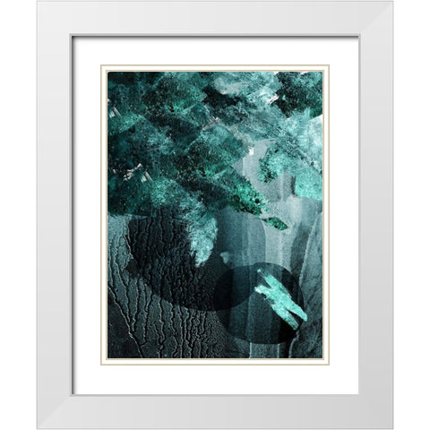 Teal Abstract A White Modern Wood Framed Art Print with Double Matting by Urban Epiphany