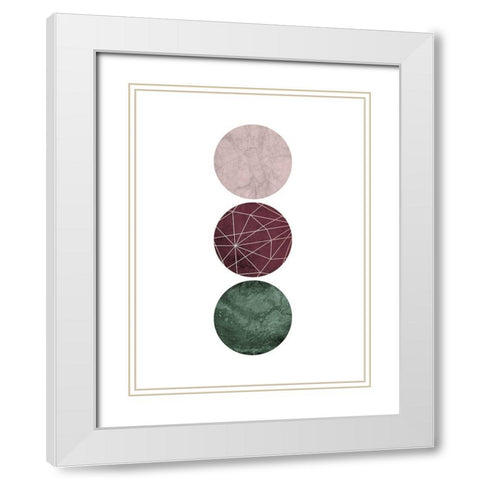 Cranberry Green Blush GEO 1 White Modern Wood Framed Art Print with Double Matting by Urban Epiphany