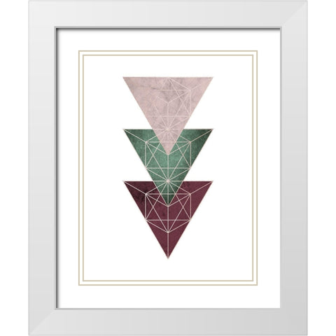 Cranberry Green Blush GEO 3 White Modern Wood Framed Art Print with Double Matting by Urban Epiphany