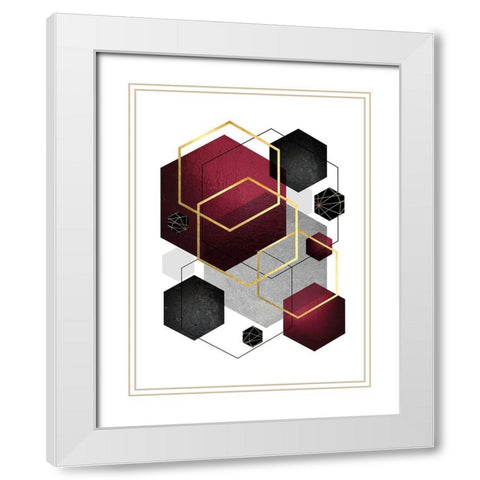 Burg Black Geo 2 White Modern Wood Framed Art Print with Double Matting by Urban Epiphany