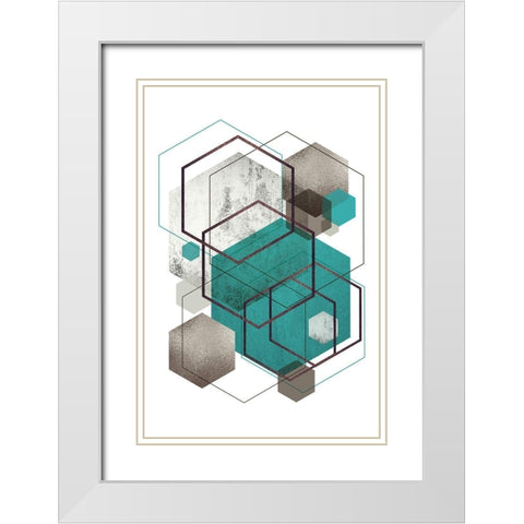 Beige Mint Geometric 2 White Modern Wood Framed Art Print with Double Matting by Urban Epiphany