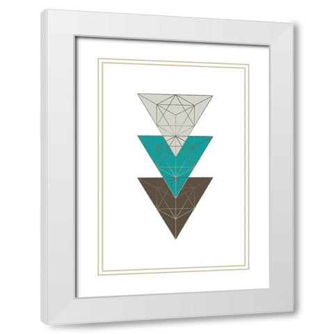 Beige Mint Geometric 3 White Modern Wood Framed Art Print with Double Matting by Urban Epiphany